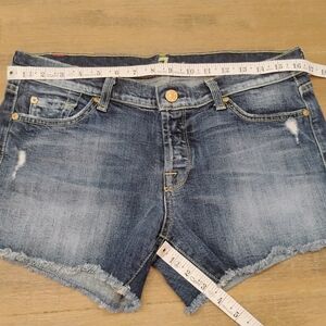 7 For All Mankind Distressed Blue Jean Shorts
